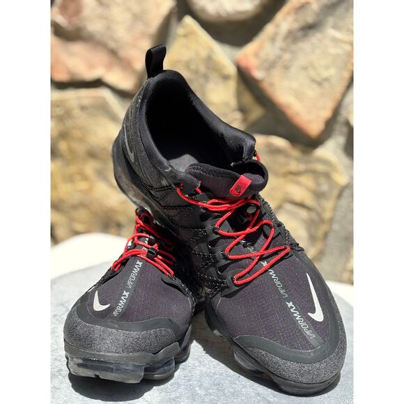 NIKE AIR VAPORMAX RUN UTILITY BLACK GRAY REFLECTIVE SHOES MENS SIZE 14 PRE-OWNED - Picture 1 of 6